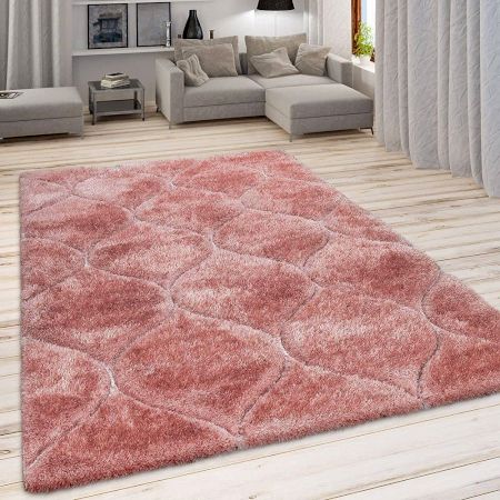 Modern Pink Geometric Dining Rug
